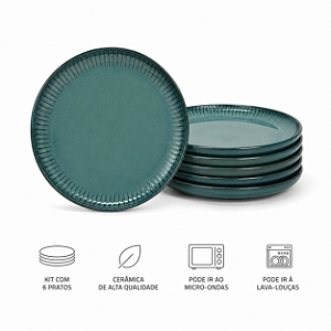 Jogo 6 Pratos Sobremesa 20cm Ravonna Verde Chloros Copa&cia