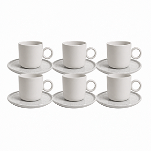 Jogo 6 Xícaras De Chá 150ml Com Pires Basic Stoneware Snow