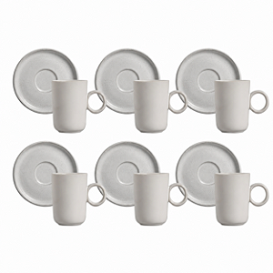 Jogo 6 Xícaras De Café 90ml Com Pires Basic Stoneware Snow