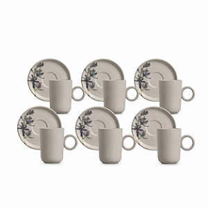 Jogo 6 Xicaras Café 90ml Com Pires Basic Relax Porto Brasil