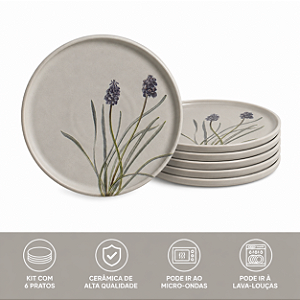 Conjunto 6 Pratos Sobremesa Basic Relax 19,5cm Porto Brasil