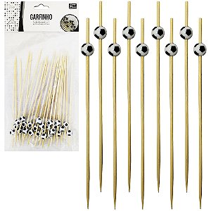 Kit Garfinho Palito Petisco 12cm Bola Futebol 50 Peças Bambu