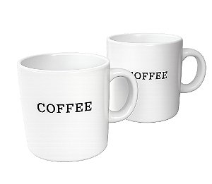 Jogo 2 Canecas de Ceramica 200ml Branca Domy Coffee Wellmix