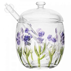 Meleira Lavanda 180ml Cristal Com Pegador Hand Painting Lyor