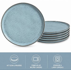 Jogo 6 Pratos Raso 27,5cm Bio Breeze Stoneware Porto Brasil