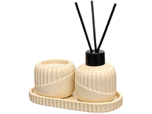 CJ Difusor 180ml Com Porta Vela Cerâmica Bold Lyor