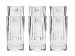 Jogo 6 Copos Alto 380ml Vidro Wolff
