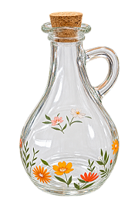 Azeiteiro Garrafa P/ Azeite 320ml Flora Vidro Tampa Rolha Lyor