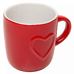 Caneca Heart 170ml Coração Vermelho Cerâmica Lyor
