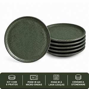JG 6 Pratos Sobremesa 21,5cm Linhas Greenery Porto Brasil