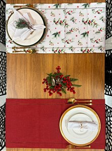 Trilho de Mesa 40x180cm Dupla Face Glamour Azevinho Natal