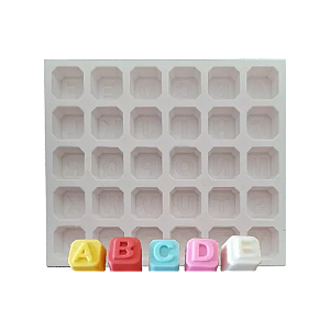 Forma de Silicone - Alfabeto Cubo 30 Cav