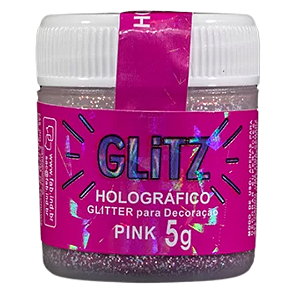 Glitter Comestível Holográfico - Pink 5g