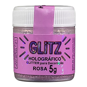 Glitter Comestível Holográfico - Rosa 5g