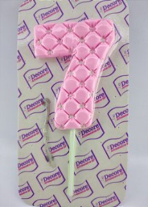 Vela de Biscuit nº 7 - Rosa com Branco