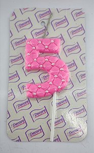 Vela de Biscuit nº 5 - Rosa com Perola