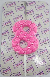 Vela de Biscuit nº 8 - Rosa com Perola