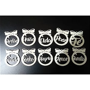 Kit 10 Bolas Pedidos para Arvore Natal MDF Branco