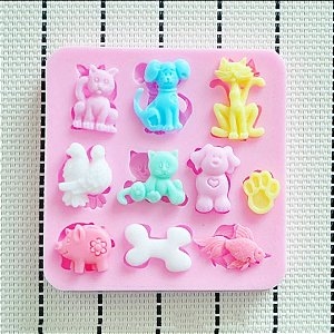 Forma de Silicone - Mini Animais 10 cav