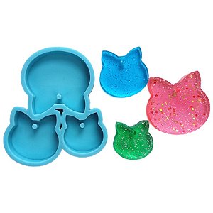 Forma de Silicone - Pingente Gato 3 cav