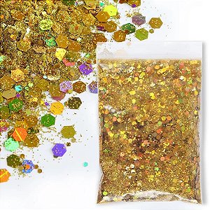 Glitter Flocado Holográfico 2 - Ouro 10g