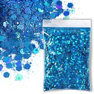 Glitter Flocado Holográfico 12 - Azul Piscina 10g
