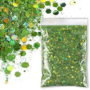 Glitter Flocado Holográfico 9 - Verde Limão 50g
