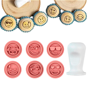 Kit Carimbos Emoções Emoji Rosa Bebê (2 Cm)  - 7 Pc