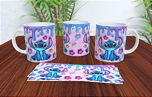 1 Caneca Porcelana 325ml Branca - Stitch 3D
