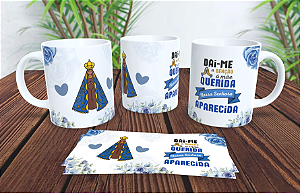 1 Caneca Porcelana 325ml Branca - Nosa Senhora Azul