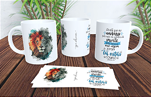 1 Caneca Porcelana 325ml Branca - Leão Salmo 23