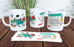 1 Caneca Porcelana 325ml Branca - Professor Nota 10