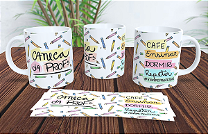 1 Caneca Porcelana 325ml Branca - Caneca da Professor(a) Nome