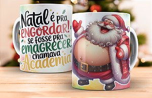 1 Caneca Porcelana 325ml Branca - Natal - É pra Engordar