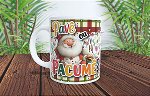 1 Caneca Porcelana 325ml Branca - Natal - Pavê ou Pacumê