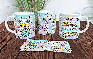 1 Caneca Porcelana 325ml Branca - Melhor Mãe do Mundo