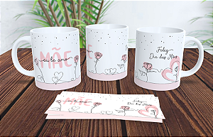 1 Caneca Porcelana 325ml Branca - Mãe Eu Te Amo Rosa