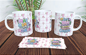 1 Caneca Porcelana 325ml Branca - Mãe Mamis Mainha