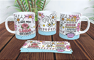 1 Caneca Porcelana 325ml Branca - Mãe Mais Linda