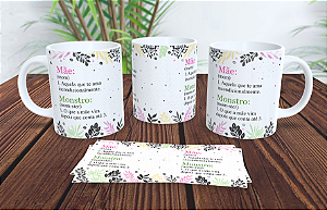 1 Caneca Porcelana 325ml Branca - Mãe Mom Mom-Ster