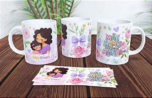 1 Caneca Porcelana 325ml Branca - Mãe Filho Mamis Mainha