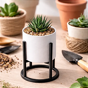 Vaso Decorativo 3D Branco com Suporte