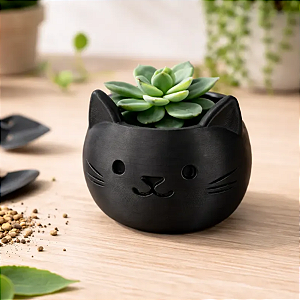 Vaso Decorativo 3D Gato Preto