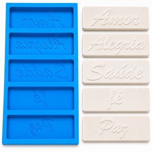 Forma Silicone - Tijolinho Rustico Palavras - 5 cav