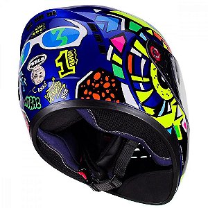 CAPACETE MOTO PEELS ICON KING AZUL METALIZADO E COLORIDO