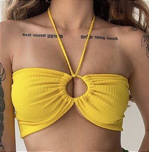 Top Mult Amarelo Canelado