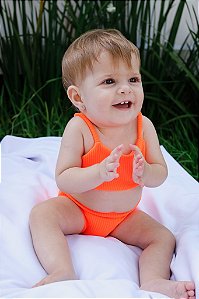 Biquíni Infantil Laranja Texturizado
