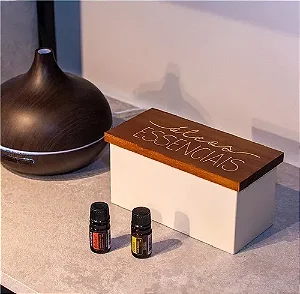Caixa Porta Óleos Essenciais Madeira E Aço
