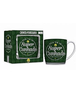 Caneca cafe porcelana urban 300ml familia - super cunhado - Brasfoot Presentes