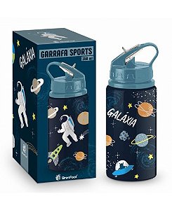 Garrafa Sport  de Alumínio com Canudo 350ML - ASTRONAUTA GALAXIA